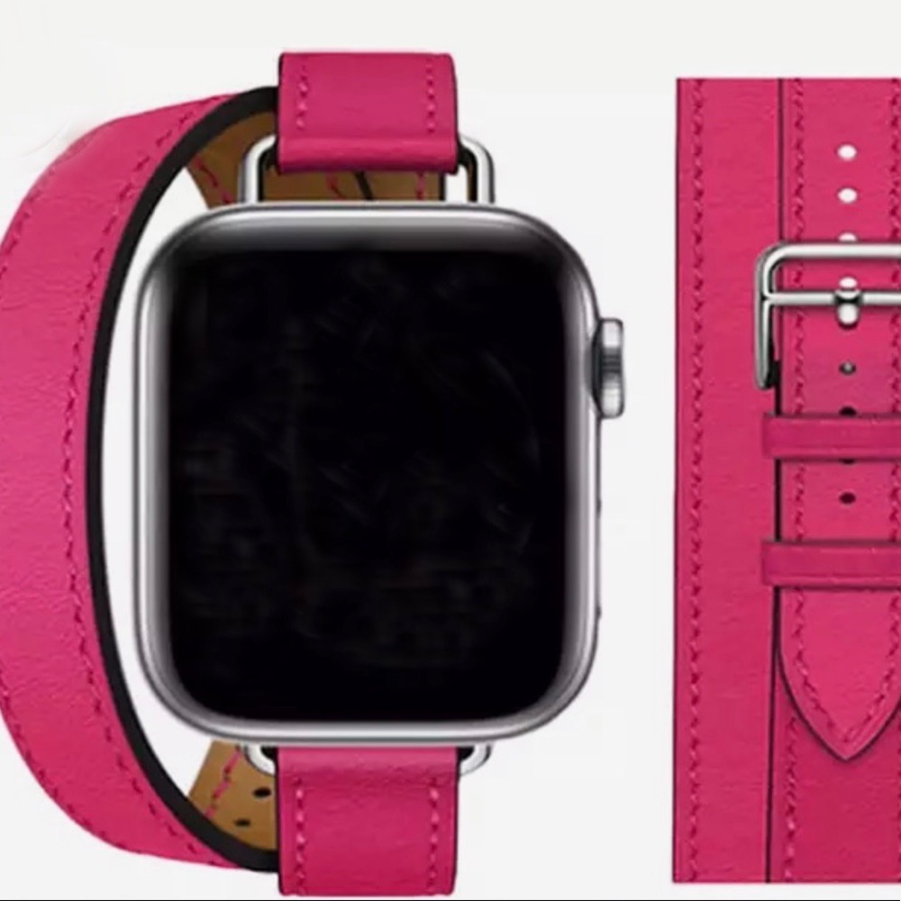 New Hot Pink Leather Double Wrap Apple Watch Band